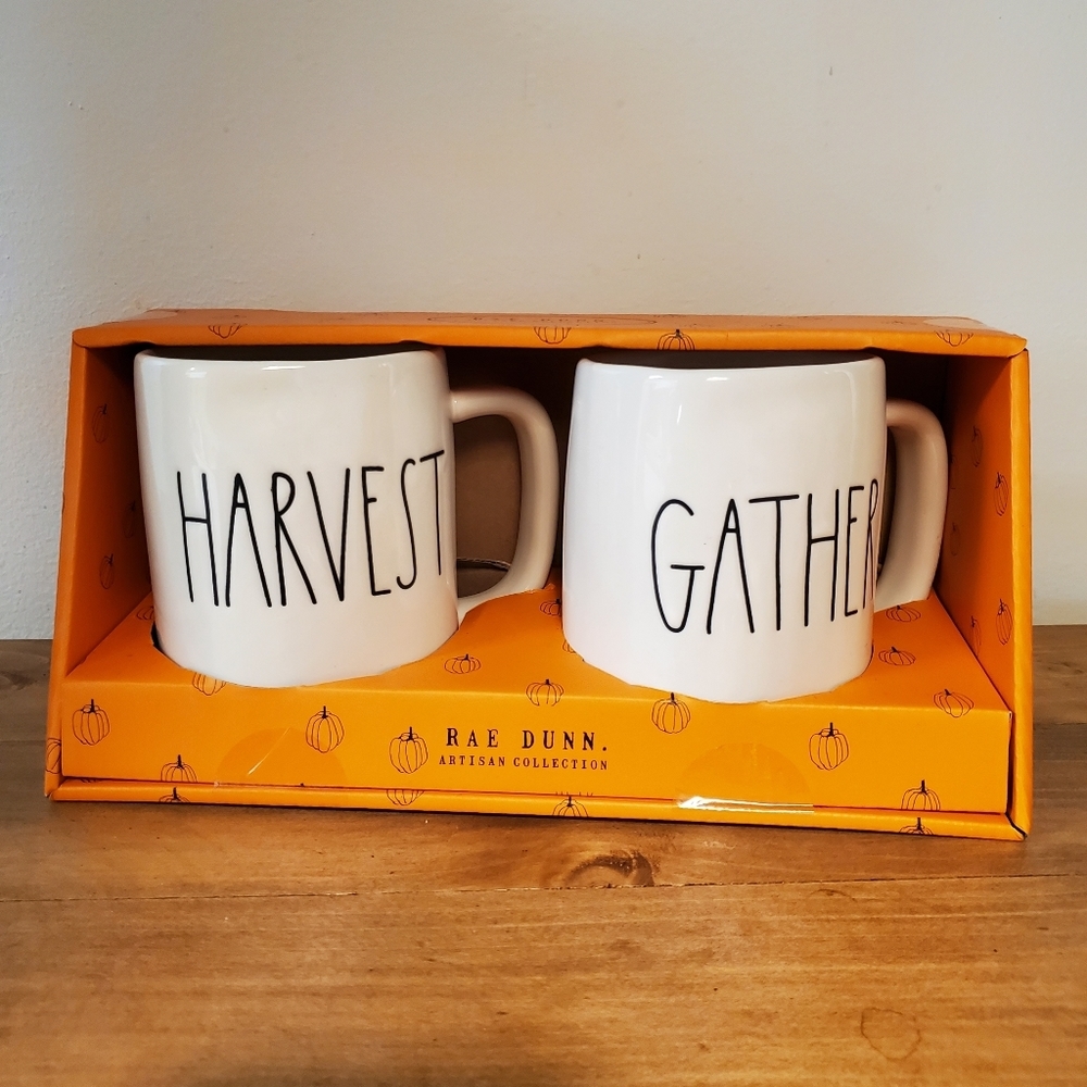 RAE DUNN | Mugs x 2 - Harvest and Gather (Thanksgiving / Fall) - Picture 2 of 6